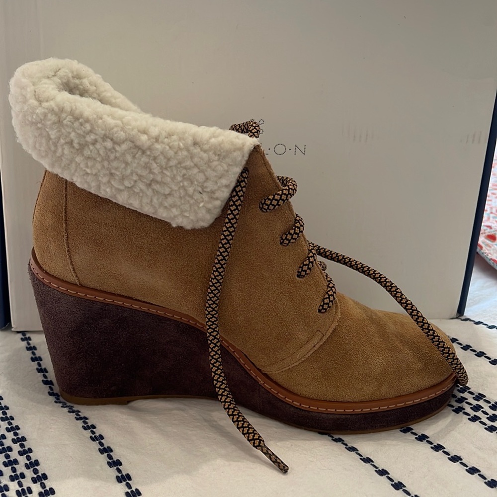 NWT Caslon suede booties with shearling ankle lining.